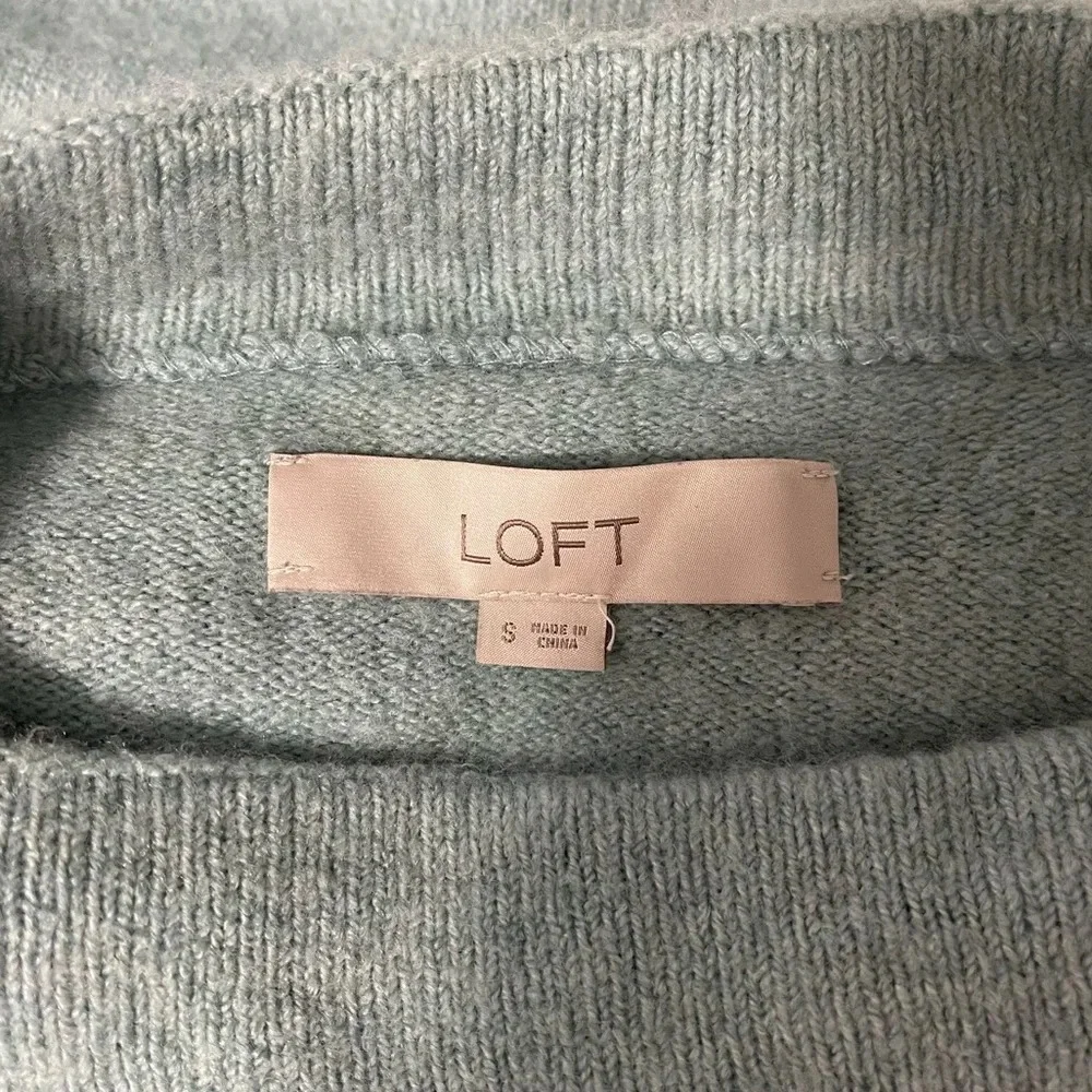 LOFT Aqua Mock Neck Wool Blend Plush Yarn Pullover Sweater Small Women’s